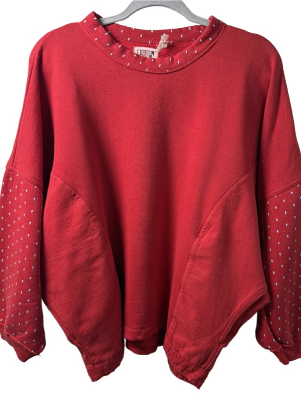 Vintage Red Dolman embroidered sleeve sweatshirt